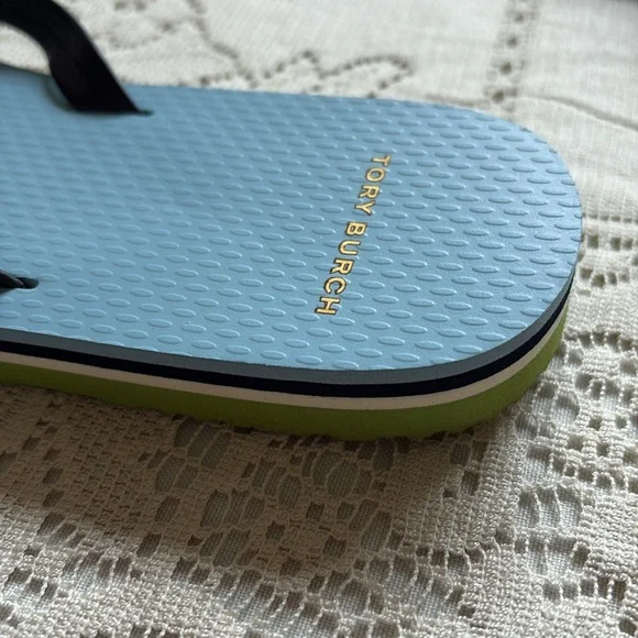 Tory Burch Blue and Black Flip Flops - Picture 4 of 6
